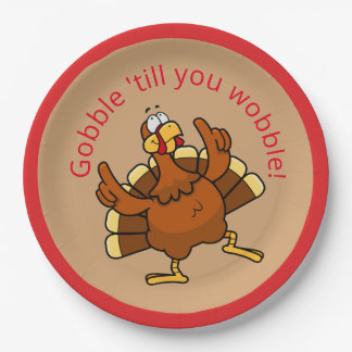 Gobble Till You Wobble Thanksgiving Paper Plate