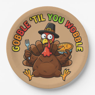 Gobble Till You Wobble Thanksgiving Paper Plate