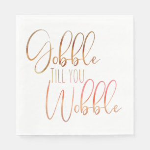 Gobble till you Wobble Watercolor Thanksgiving Napkin