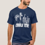 Gobble Tov Thanksgivukkah Turkey Monochrome Shirt<br><div class="desc">Celebrate Thanksgivukkah 2013 with this classic Gobble Tov t-shirt! Featuring a funny cartoon turkey wearing a yamaka, and a Star of David necklace and lighting the menorah on Thanksgiving. A Hanukkah-Thanksgiving will not occur for another 77, 000 years! So grab this great keepsake shirt for this once-in-a-lifetime-celebration. *Makes a perfect...</div>