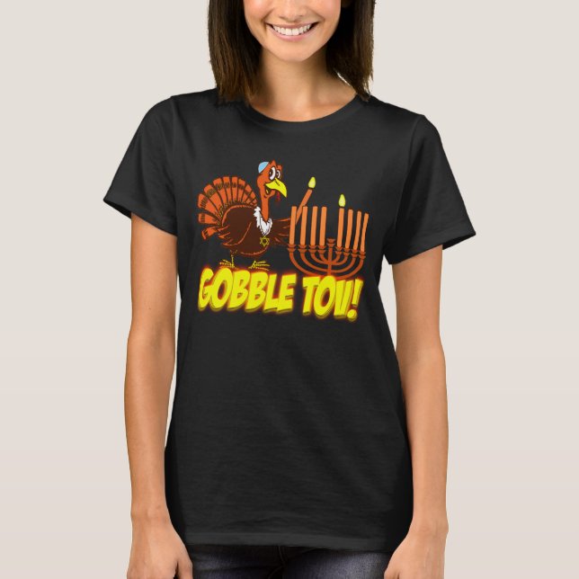 Gobble Tov Thanksgivukkah Turkey Shirt (Front)