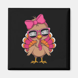 Gobble Turkey Day Happy Thanksgiving Toddlers Girl Magnet