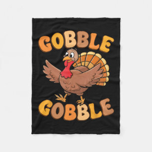 Gobble Turkey Day Thanksgiving Family Turkey Trot Fleece Blanket