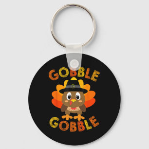 Gobble Turkey Little Boys Girls Kids Thanksgiving  Key Ring
