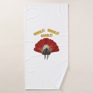 Gobble! Turkey Thanksgiving African Grey Parrot  Bath Towel