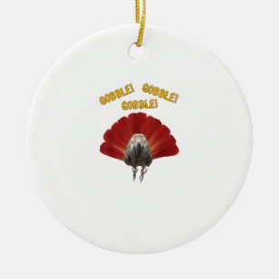 Gobble! Turkey Thanksgiving African Grey Parrot Ceramic Tree Decoration
