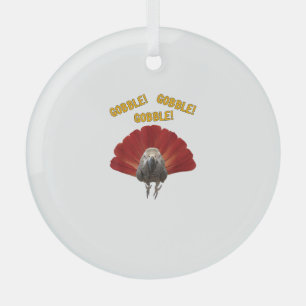 Gobble! Turkey Thanksgiving African Grey Parrot  Glass Tree Decoration