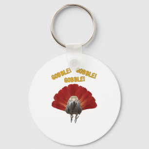 Gobble! Turkey Thanksgiving African Grey Parrot Key Ring
