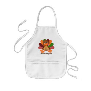 gobble wobble add name kid Thanksgiving turkey Kids Apron