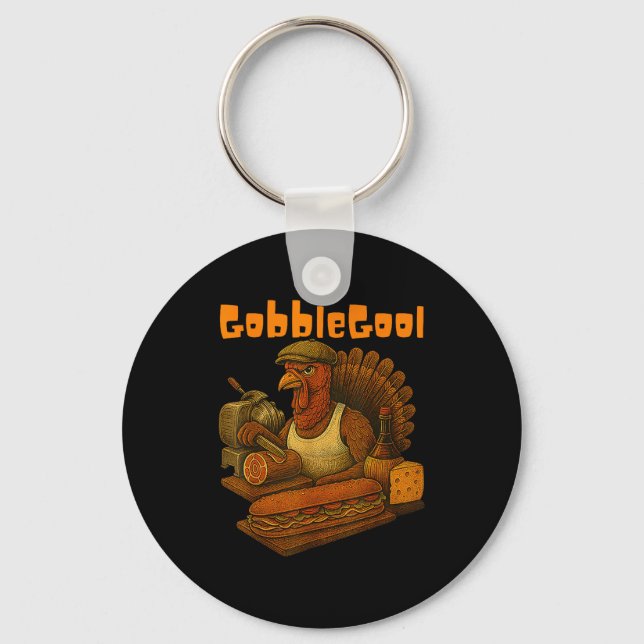 Gobbol Turkey Day Thanksgiving Funny Gobble Thankf Key Ring (Front)