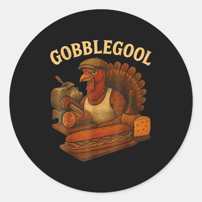 Gobbol Turkey Thanksgiving  Classic Round Sticker (Front)