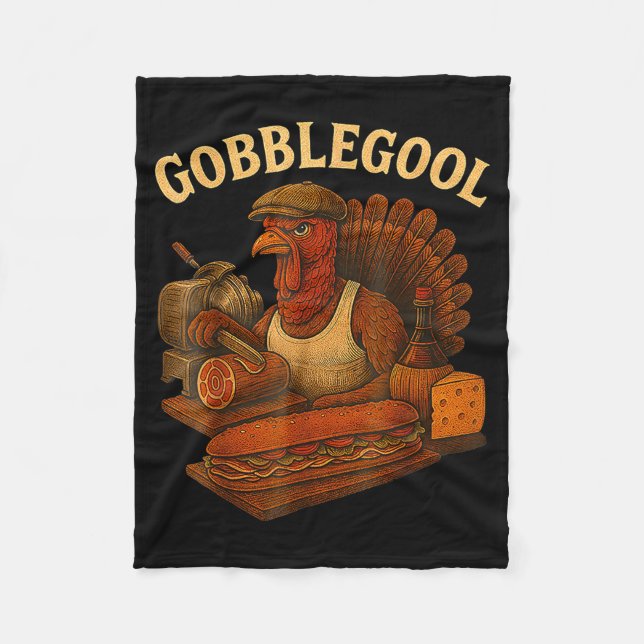 Gobbol Turkey Thanksgiving  Fleece Blanket (Front)