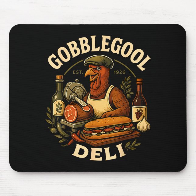 Gobbol Turkey Thanksgiving Italian Turkey Chef  Mouse Mat (Front)