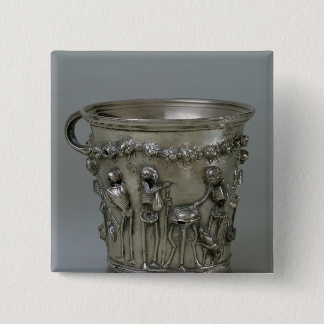 Goblet embossed with skeletons 15 cm square badge (Front)