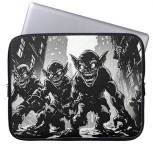 Goblin Demons Ruined City Retro 50s Graphic Style Laptop Sleeve