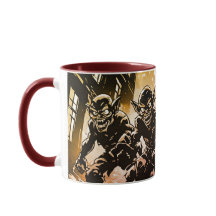 Goblin Demons Ruined City Retro 50s Graphic Style