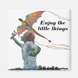 Goblin Flying Dragon Kite Fantasy Button Magnet