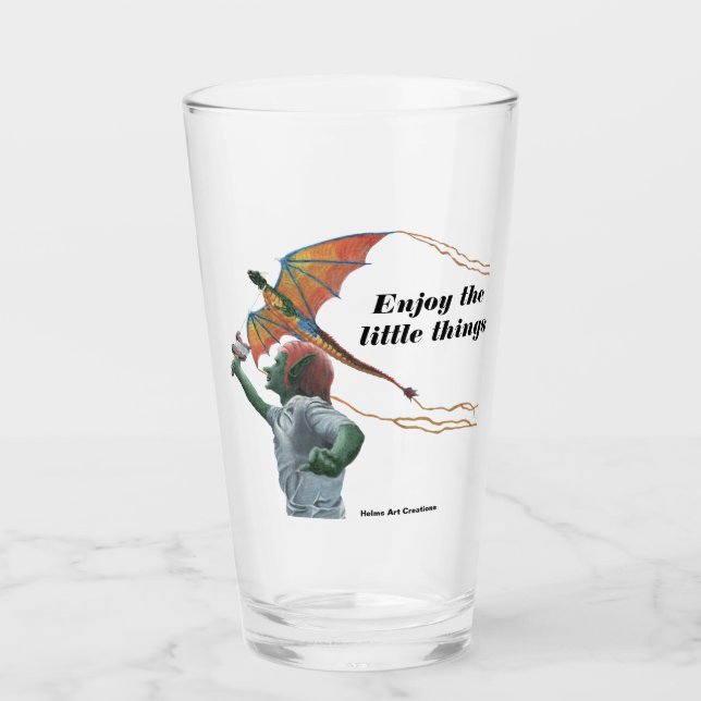 Goblin Flying Dragon Kite Fantasy Drinking Glass (Front)