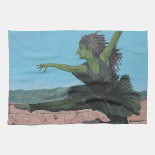 Goblin Girl Ballerina Dancer Fantasy Kitchen Towel