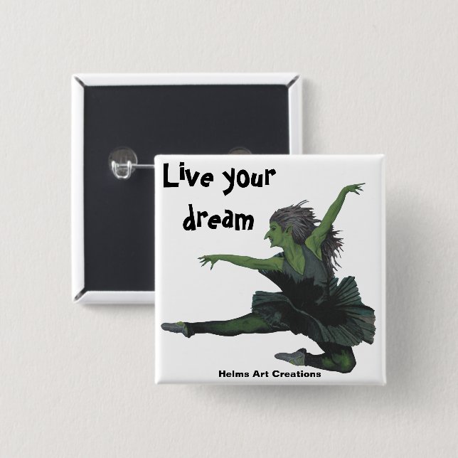 Goblin Girl Ballerina Dancing Fantasy Art Button (Front & Back)