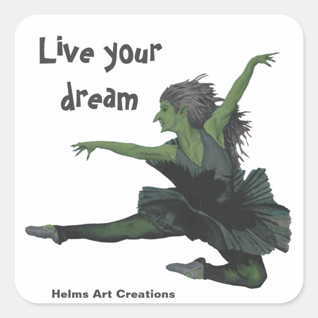 Goblin Girl Ballet Dancing Fantasy Art Stickers (Front)