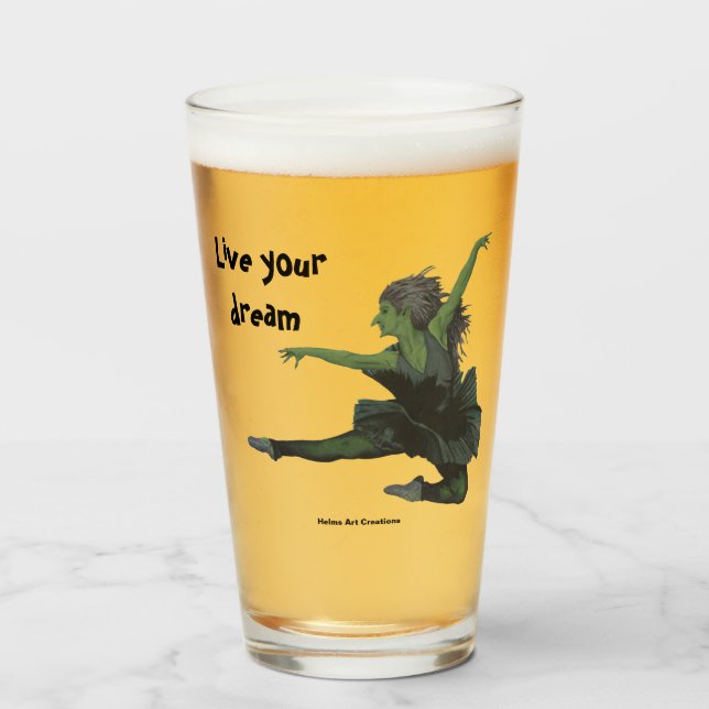 Goblin Girl Ballet Dancing Fantasy Drinking Glass (Front Filled)