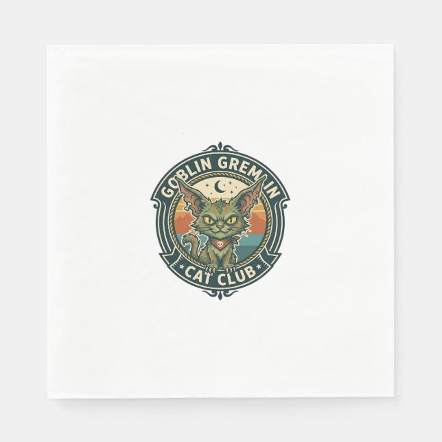 Goblin Gremlin Cat Cute Kitty Design - Goblin Grem Napkin (Front)