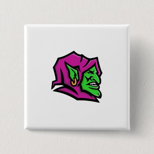Image of Goblin Head Mascot 15 Cm Square Badge