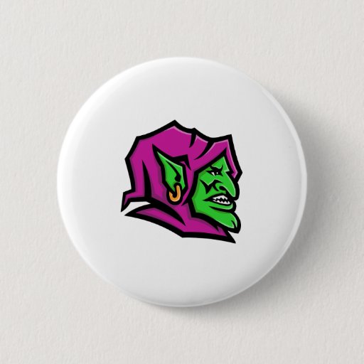 Image of Goblin Head Mascot 6 Cm Round Badge