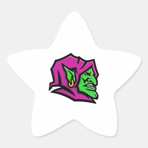 Image of Goblin Head Mascot Star Sticker