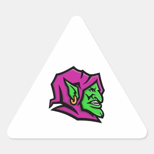 Image of Goblin Head Mascot Triangle Sticker
