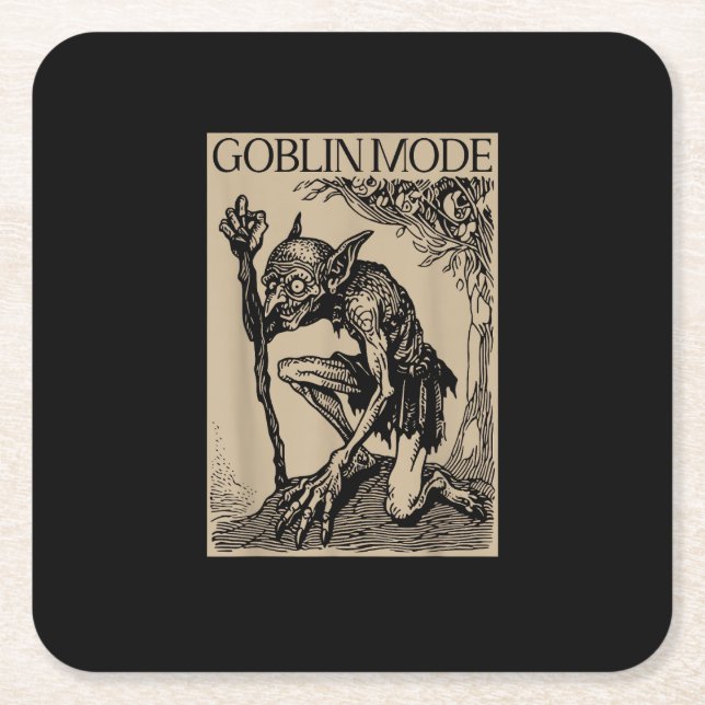 Goblin Mode Goblincore Vintage Aesthetic Funny  Square Paper Coaster (Front)