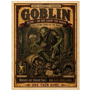 Goblin, Vintage Circus Monster Postcard
