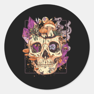 Goblincore Aesthetic Grunge Moon Crystals Mushroom Classic Round Sticker