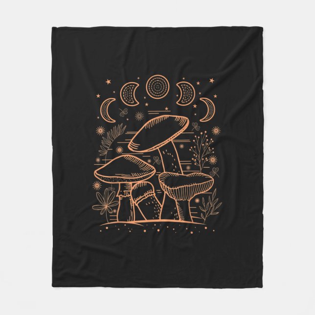 Goblincore Aesthetic Mushroom Fungi Academia Fleece Blanket (Front)