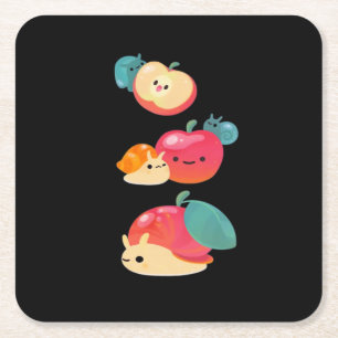 Goblincore Apple Snail Square Paper Coaster