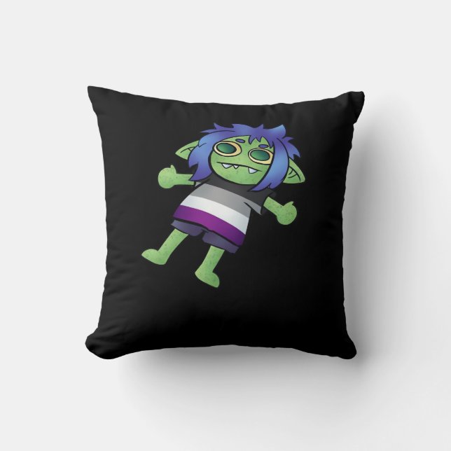 Goblincore Asexual Pride Goblin Classic Cushion (Front)
