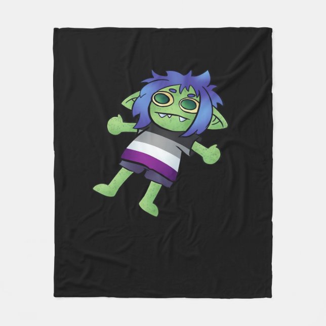 Goblincore Asexual Pride Goblin Classic Fleece Blanket (Front)