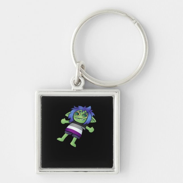 Goblincore Asexual Pride Goblin Classic Key Ring (Front)