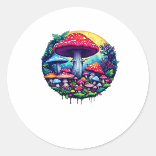 Goblincore Colorful Mushrooms Classic Classic Round Sticker