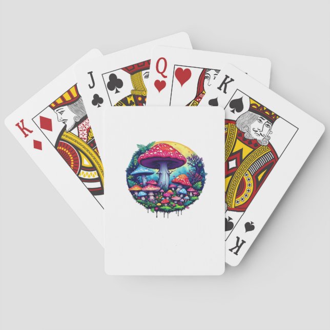 Goblincore Colorful Mushrooms Classic Playing Cards (Back)