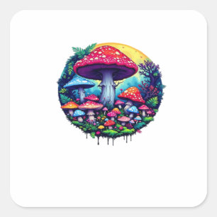 Goblincore Colorful Mushrooms Classic Square Sticker