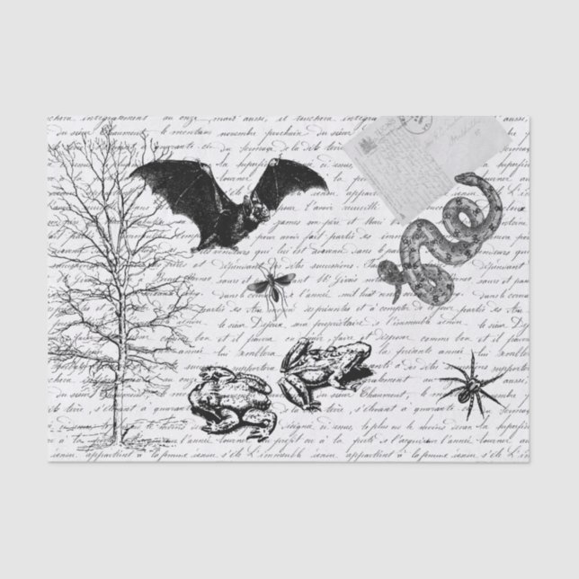 Goblincore Frog Bat Animal Decoupage  Tissue Paper (Front)
