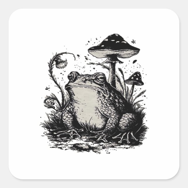 Goblincore Frog Minimal Classic Design Square Sticker (Front)
