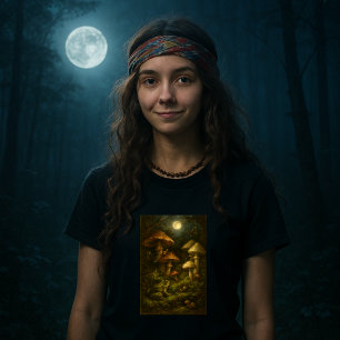 Goblincore Mushrooms, Snails & Frog In Moonlight T-Shirt