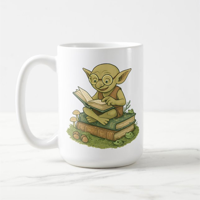 Goblincore Reading Club Fairy Books Coffee Mug (Left)