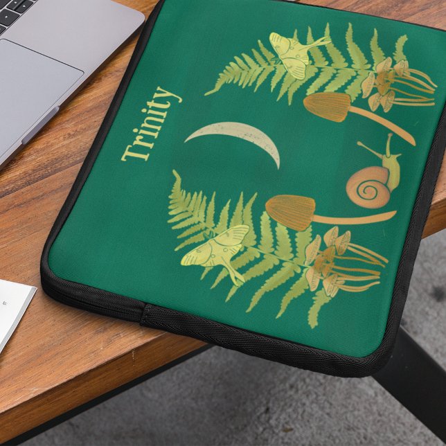 Goblincore Snail and Mushrooms Personalised Laptop Sleeve (Creator Uploaded)
