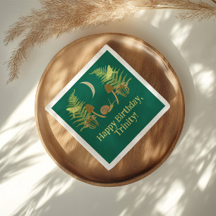 Goblincore Snail and Mushrooms Personalized Napkin