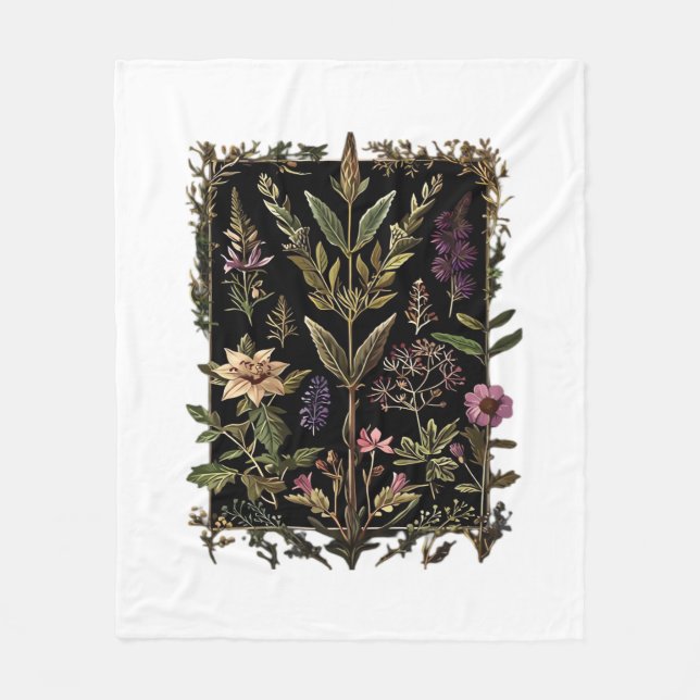 Goblincore Victorian Witch Herbs Classic Fleece Blanket (Front)