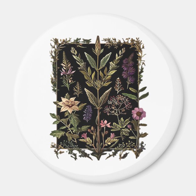 Goblincore Victorian Witch Herbs Classic Magnet (Front)